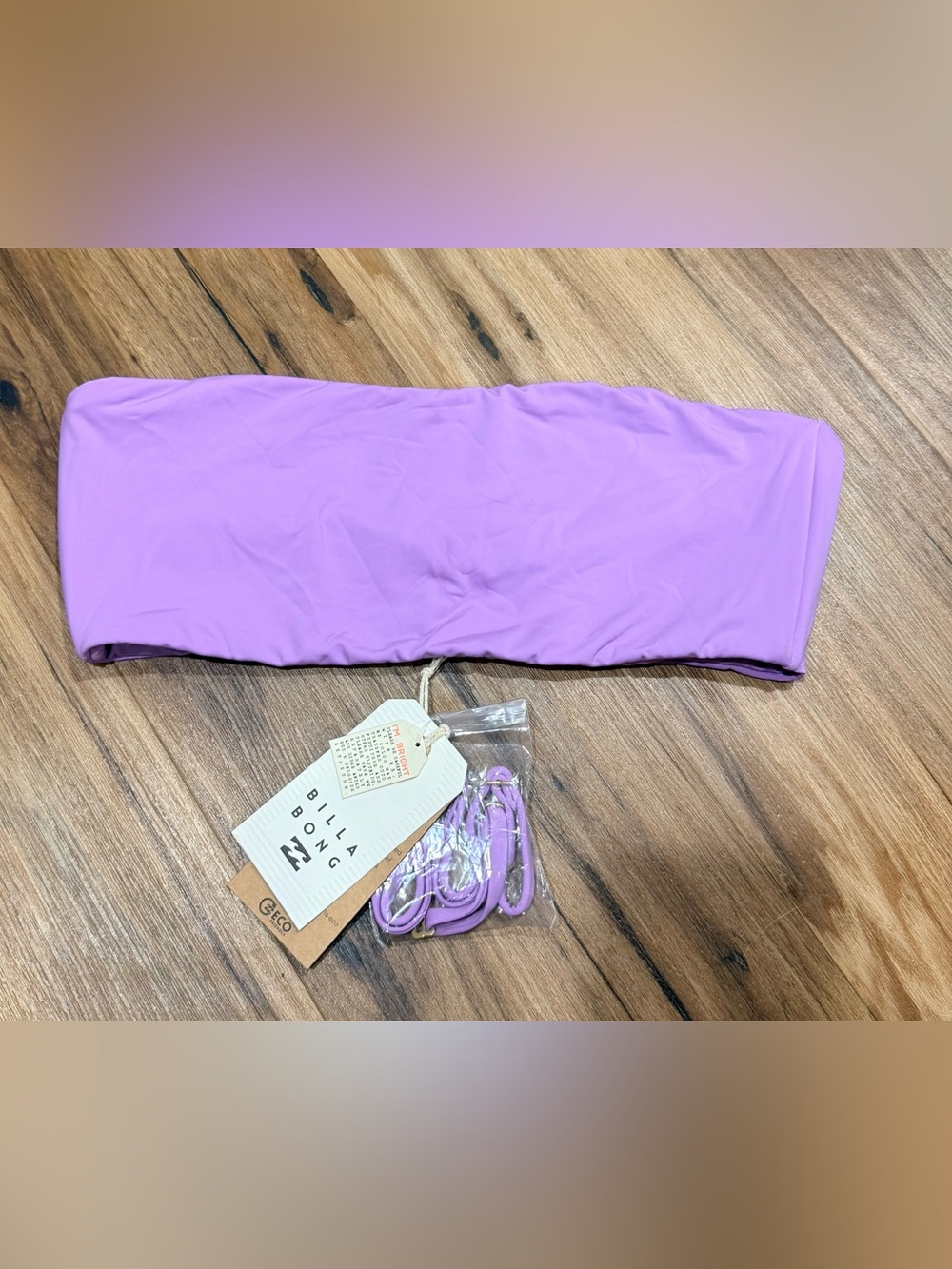 Billabong Lavender Strapless Bandeau Top with Removable Straps